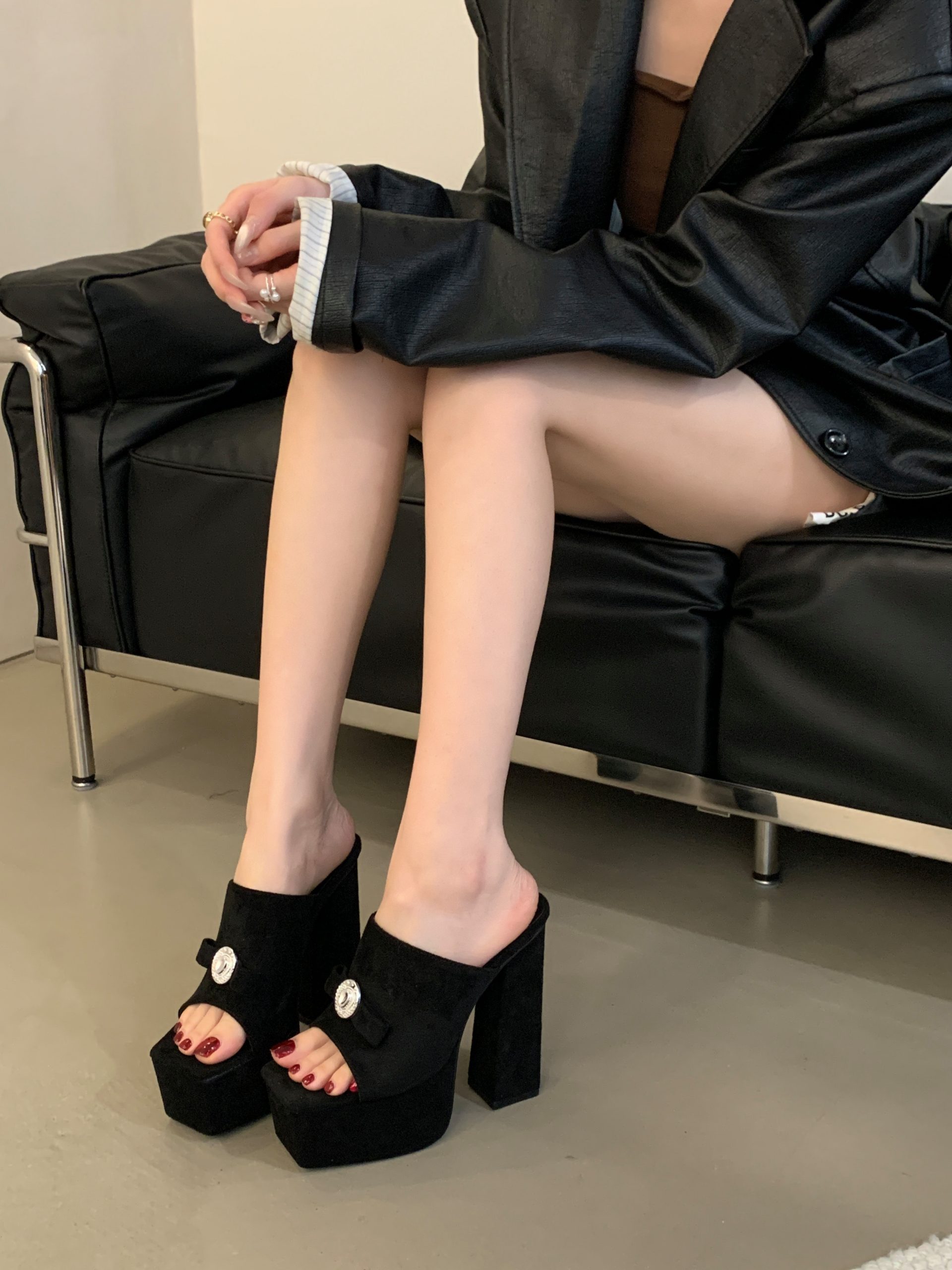 2025 Spring Summer New Fashion Street Style Platform Chunky Heel Square Toe Versatile Women's Shoes 35-40 - Image 2