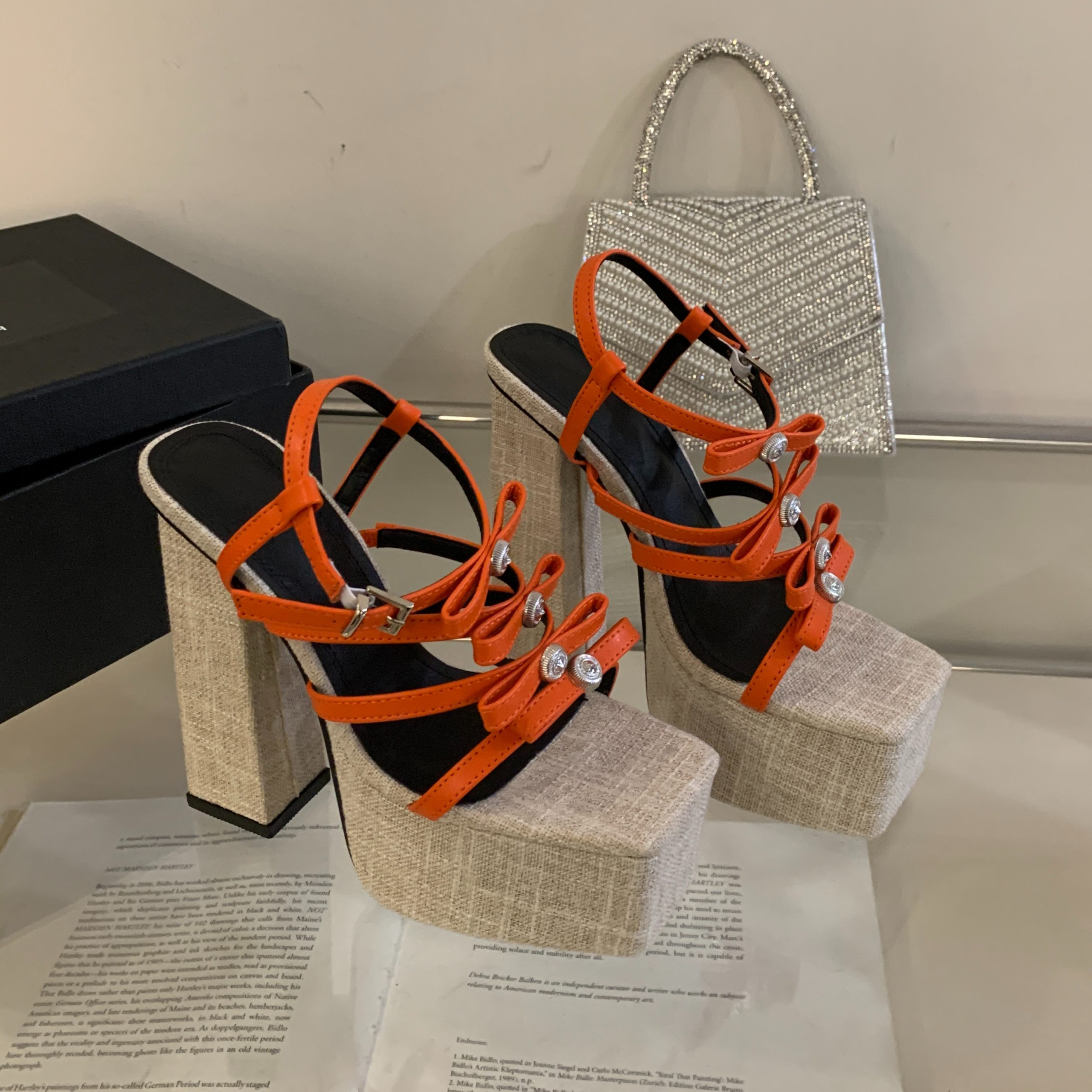 Fashion Runway Women's Shoes 2025 Spring Summer New Butterfly Knot Decor Chunky High Heel Platform Sandals 35-40 - Image 5