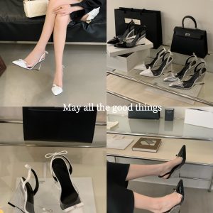 Versatile Commuter Women's Shoes 2025 New Pointed Toe Wedge Crystal Heel Sandals 3 Colors 35-40