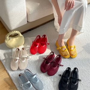 2025 New Women's Fishnet Hollow Low Top Slip-On Flat Shoes