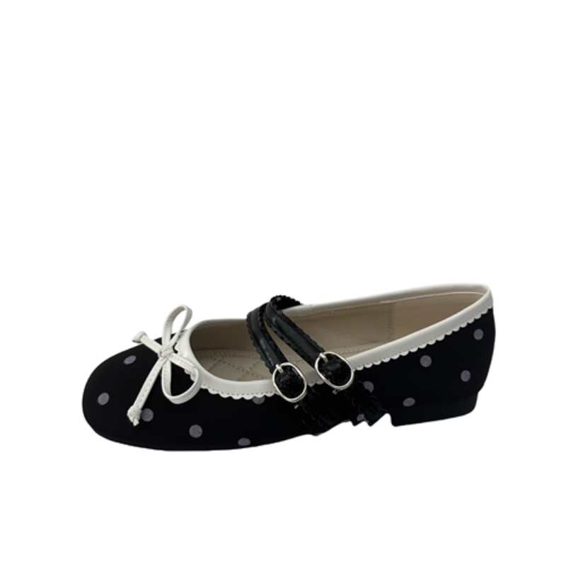 2025 New Summer Women's Low Top Shoes Polka Dot Bow Flat Shoes - Image 5